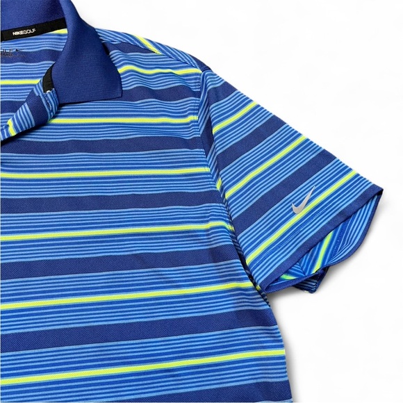 Nike Golf Blue and Yellow Striped Polo collard Shirt size medium - Picture 3 of 9